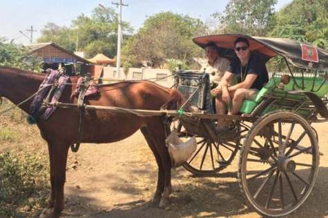 Tourists are excited to ride horse carriages to explore Bagan.