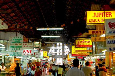 Chinatown - bustling Chinese neighborhood in Yangon at night.