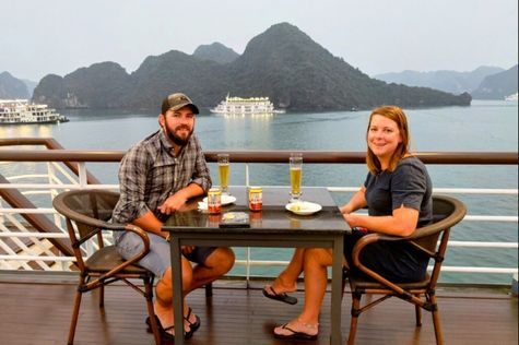 Having brunch on Halong Bay Cruise