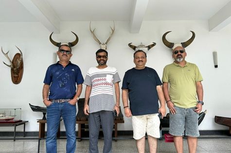 Tourists posing funny at Independent Palace