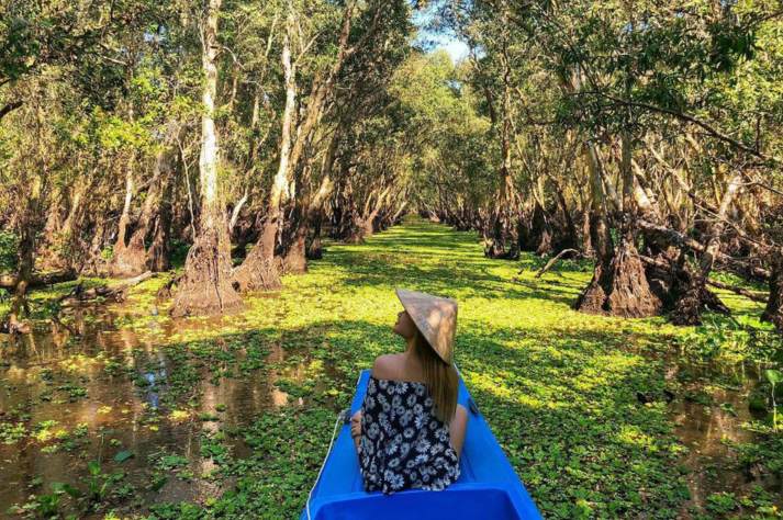 You will board a rowing sampan and spend approximately 30 minutes enjoying the stunning Tra Su Forest