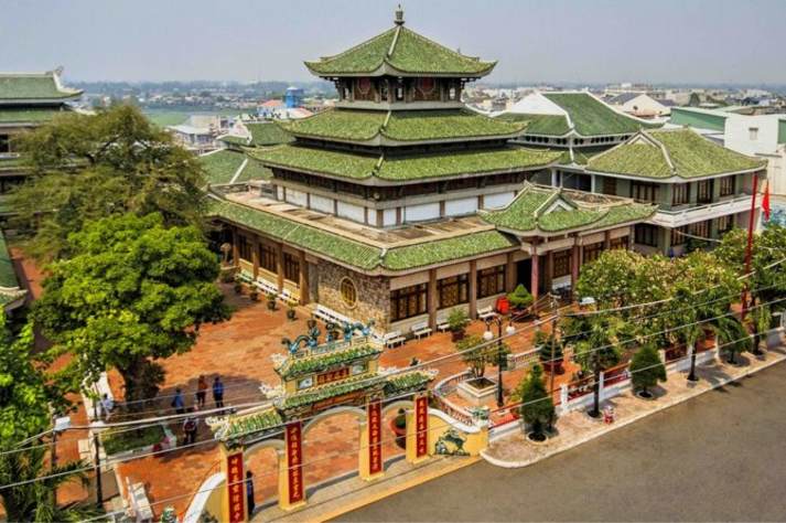 The famous temple is visited by many tourists in Chau Doc.